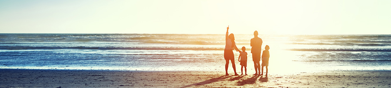 Family on vacation at a beach